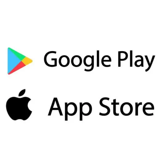 Logos do Google Play e App Store